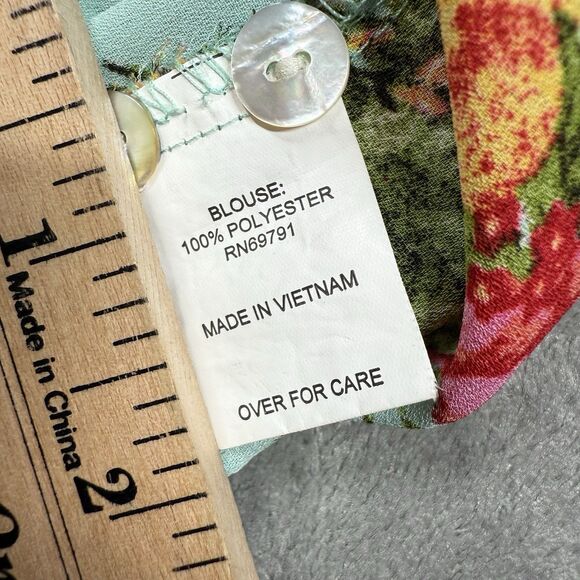 Fig & Flower Anthropologie Floral Boho Peasant Blouse Top Women's S Blue Paisley - Picture 6 of 7